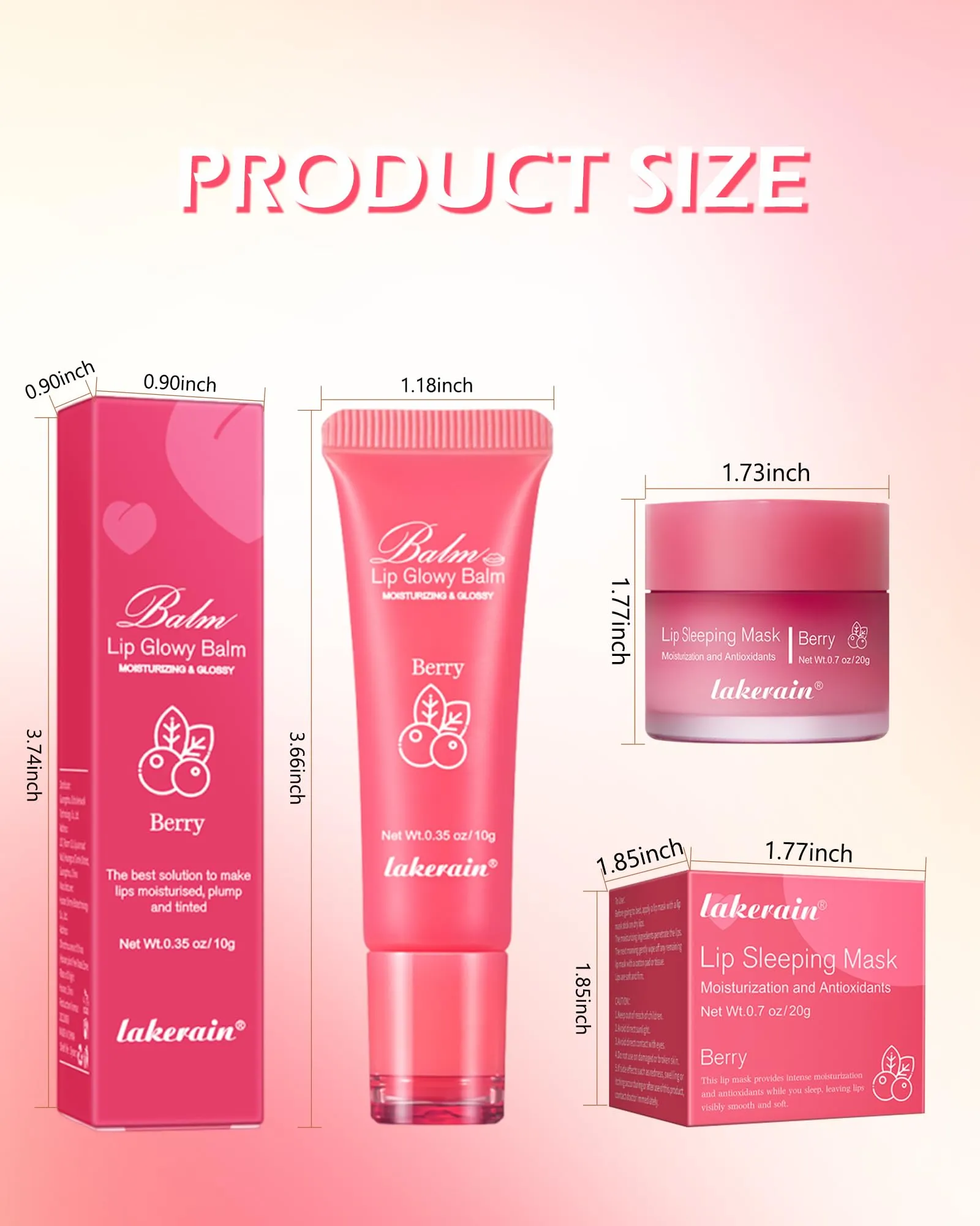 2Pcs Lip Glowy Balm & Lip Sleeping Mask Set,Hydrating Nourishing Repair Sleeping Lip Mask,Glossy Tinted Lip Balm,Day & Night Smooth Cracked Chapped Lip,Lip Care Therapy Treatment for Women-Grapefruit