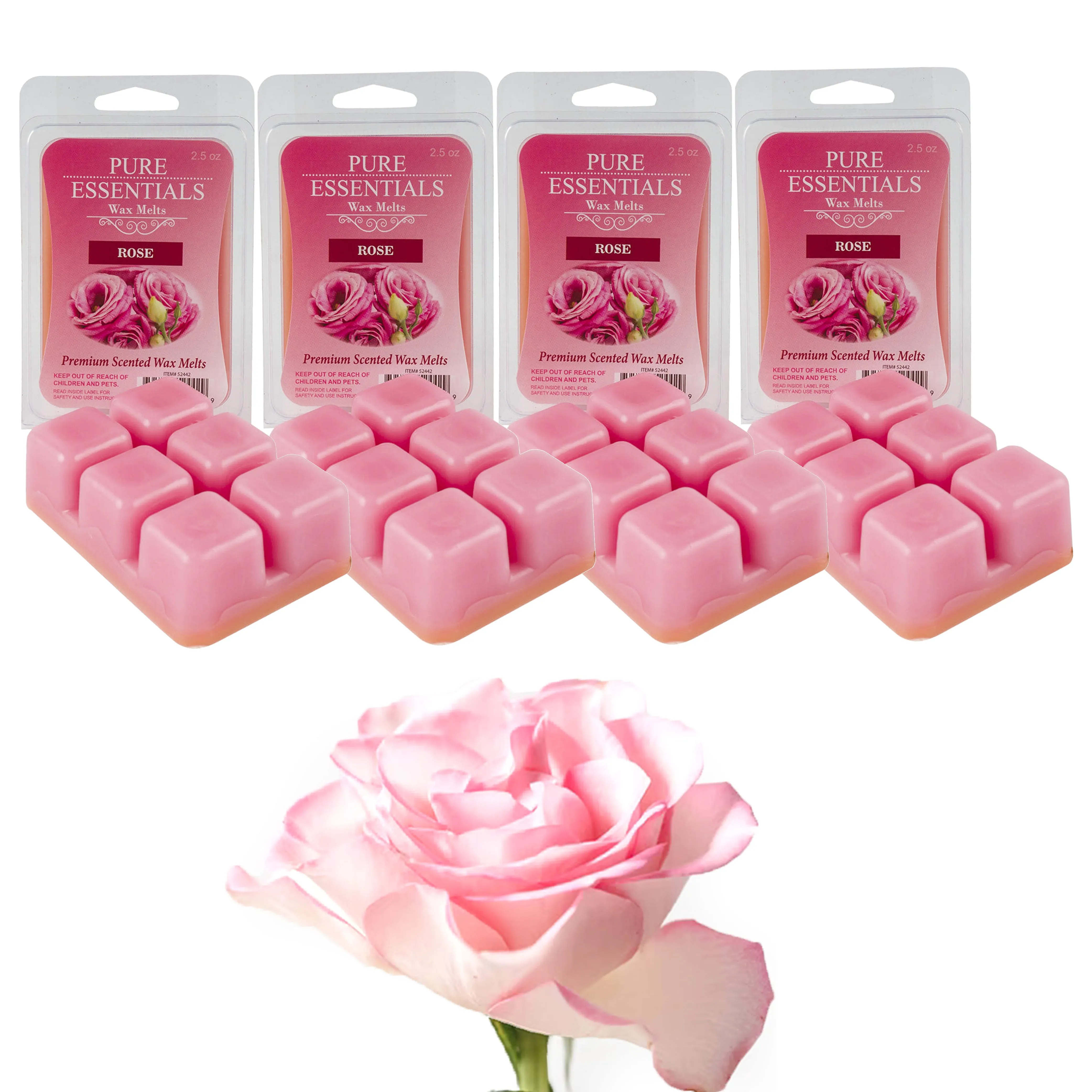 4 Pk Rose Scent Wax Melts Tart Cubes Candle Warmer Fragrance Aroma Therapy 2.5oz