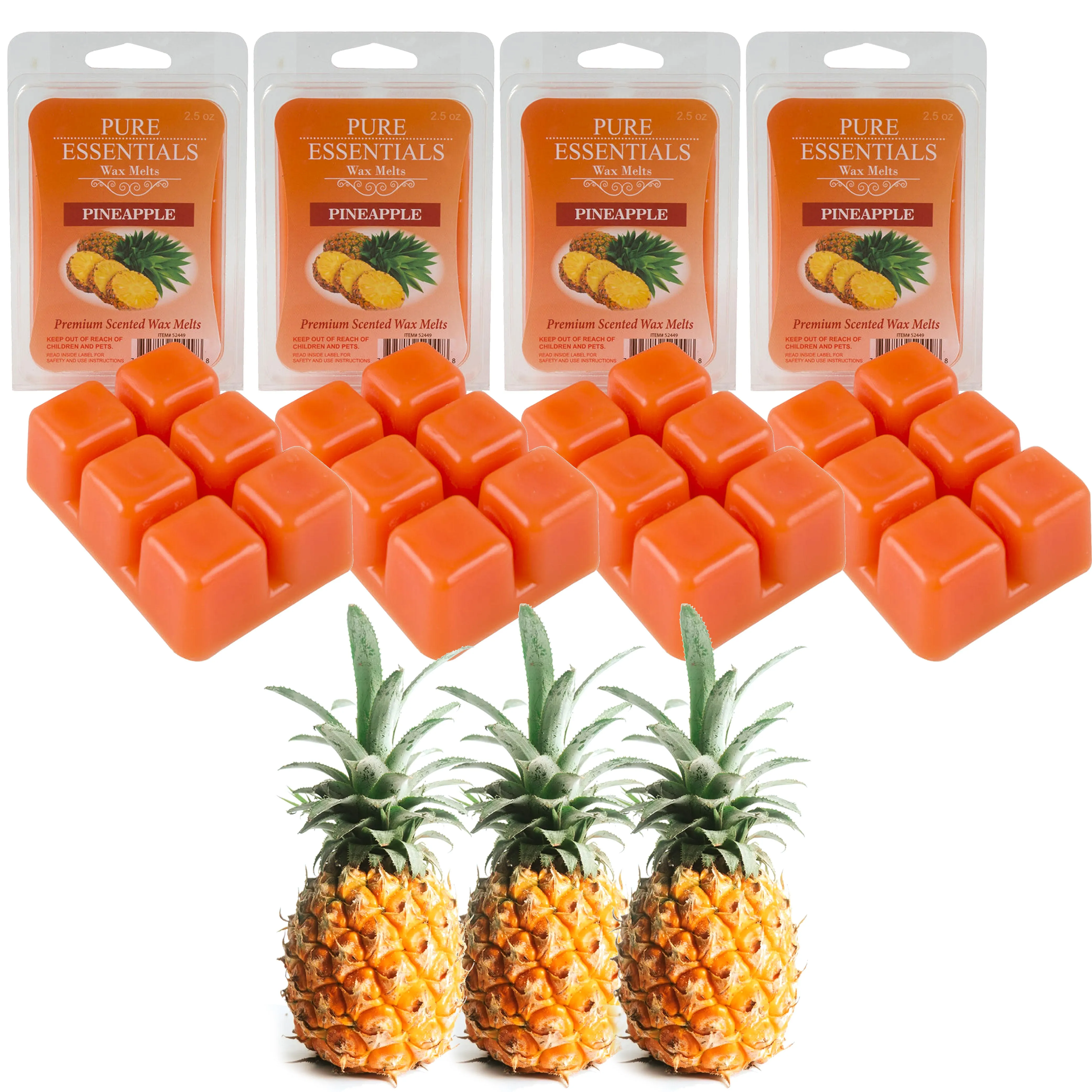 4 Pk Wax Melts Pineapple Scented Tart Cube Warmer Fragrance 2.5oz Aroma Therapy