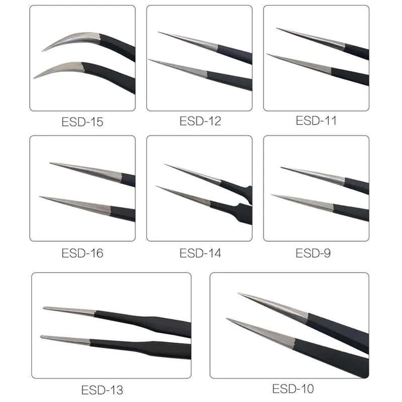 Anti-static Stainless Steel Tweezers for Precision