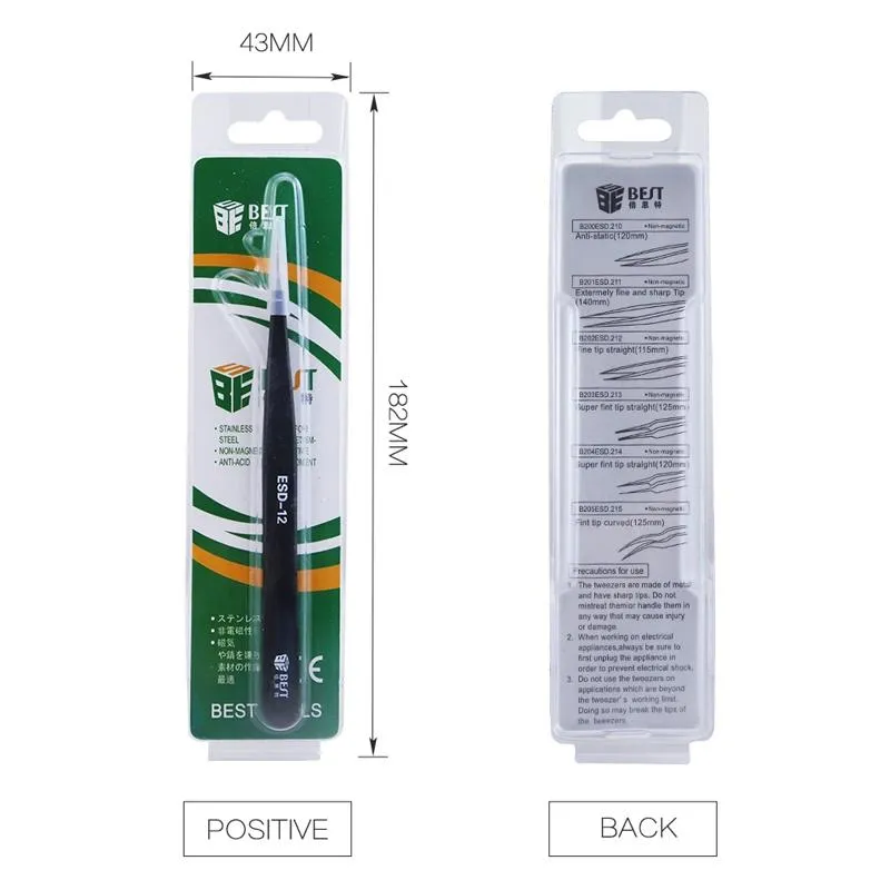 Anti-static Stainless Steel Tweezers for Precision