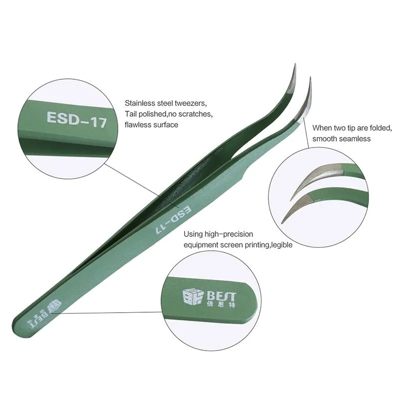 Anti-static Stainless Steel Tweezers - Precision Esd