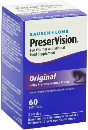 Bausch & Lomb PreserVision Original Soft Gel Capsules x 60 | 30 Day Supply
