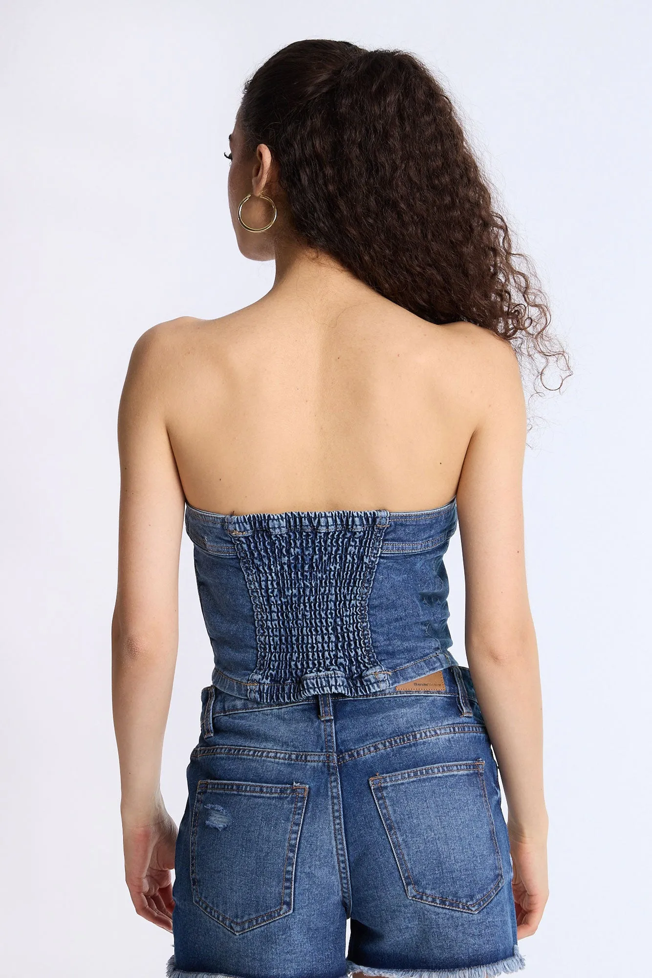 Denim Strapless Top
