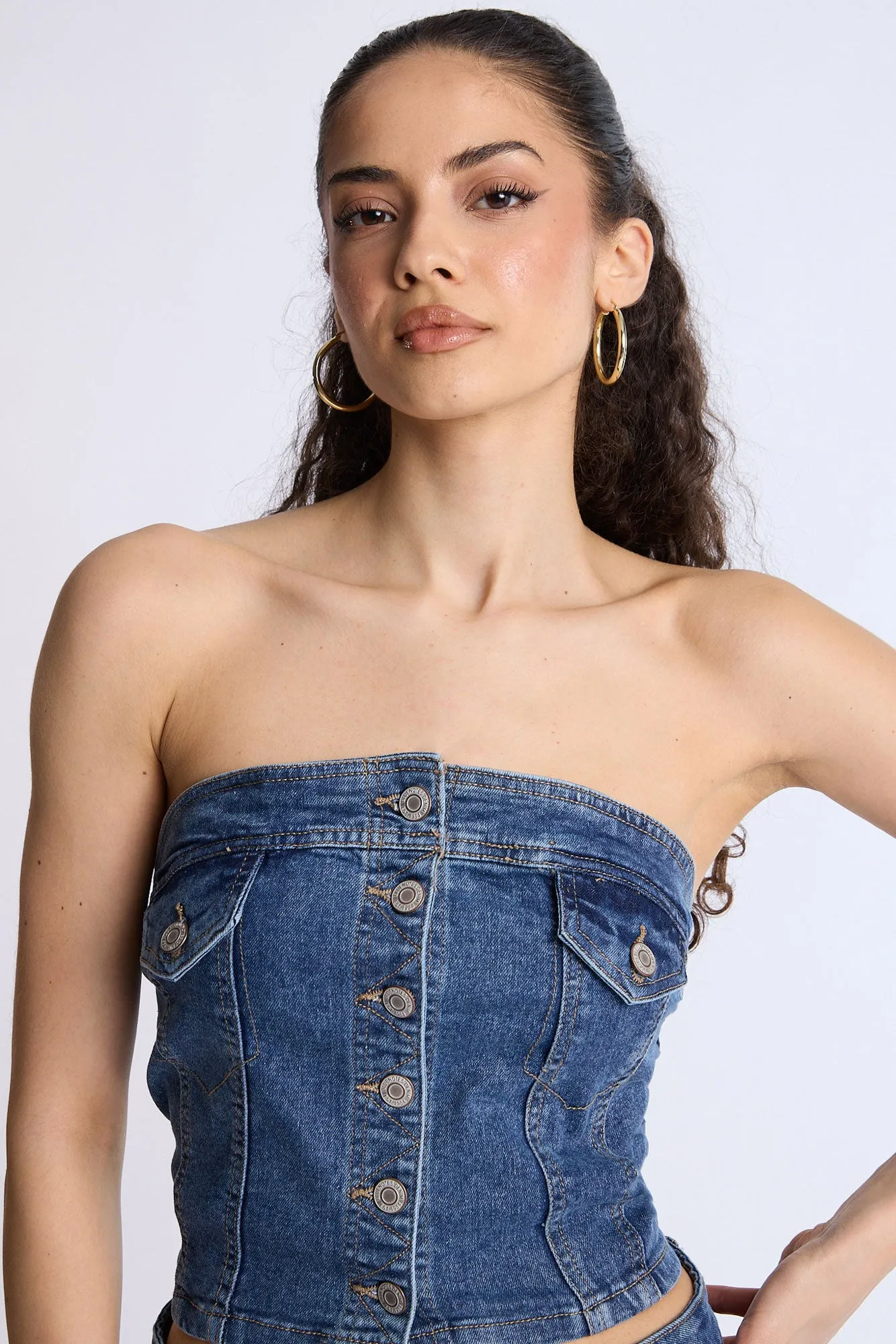 Denim Strapless Top