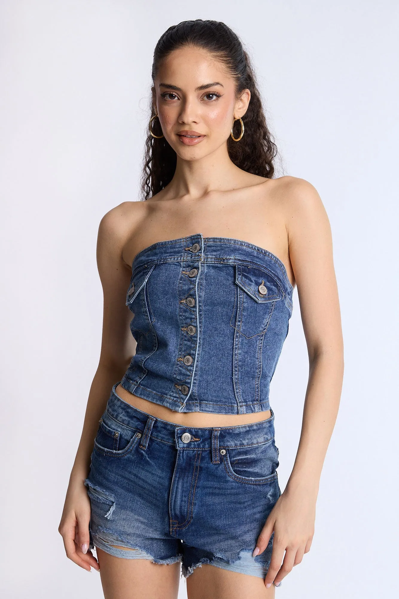 Denim Strapless Top