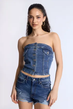Denim Strapless Top