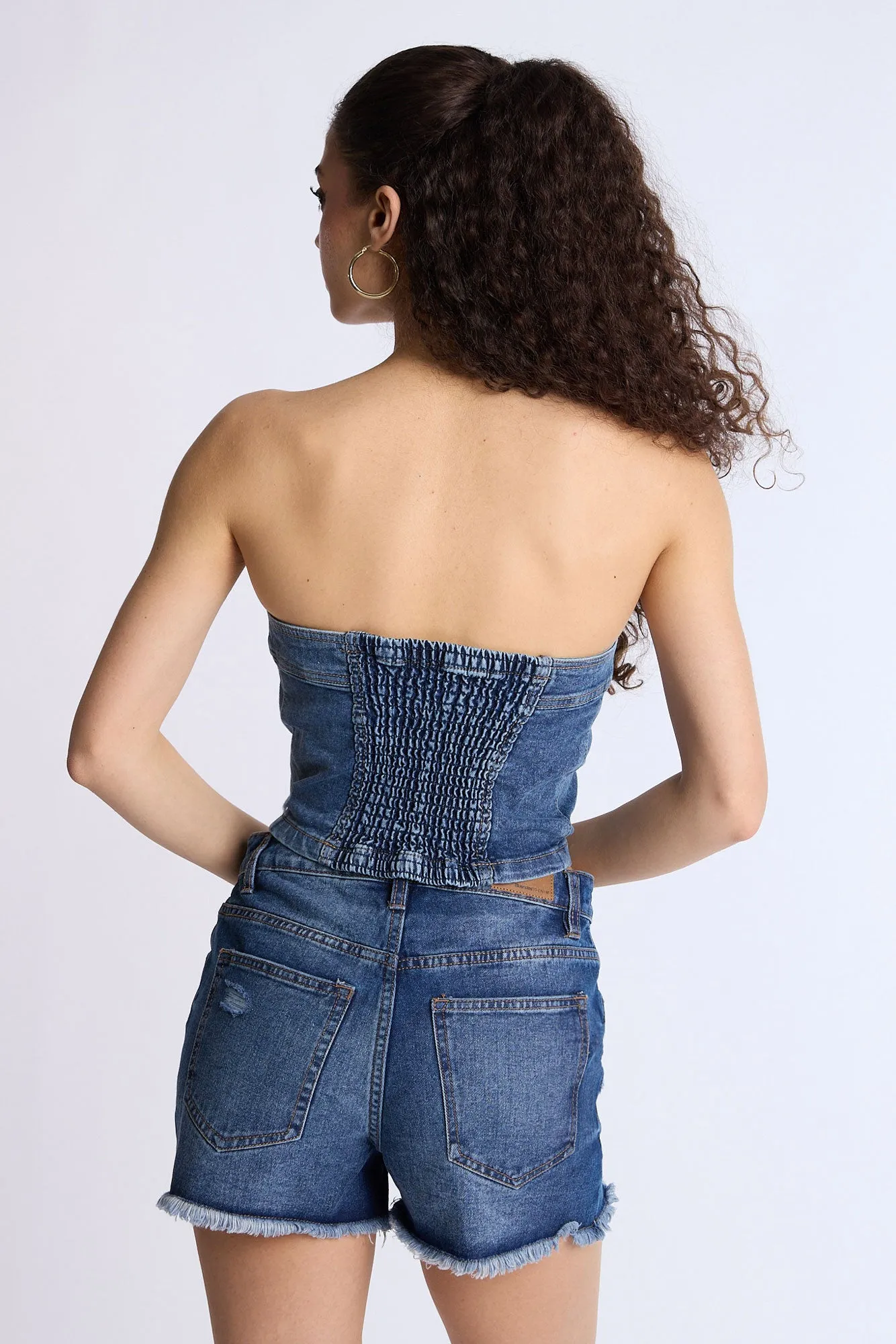 Denim Strapless Top