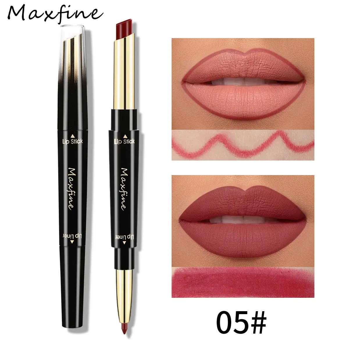 Double Ended 2 In 1 Matte Lip Liner Durable Waterproof Nude Red Lipstick