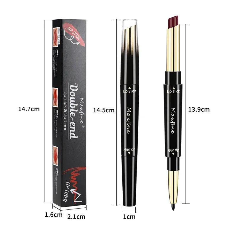 Double Ended 2 In 1 Matte Lip Liner Durable Waterproof Nude Red Lipstick