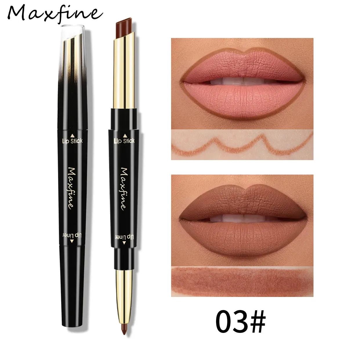 Double Ended 2 In 1 Matte Lip Liner Durable Waterproof Nude Red Lipstick