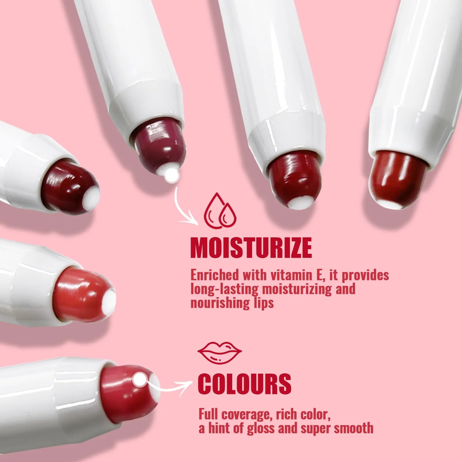 Erinde Tinted Lip Balm   Buildable Lip Color, Natural Gloss Finish, Hydrating Lightweight, Moisturize & Tint Lipstick with Vitamin E, Vegan Lip Balm Lip Care Makeup Gift, 02#