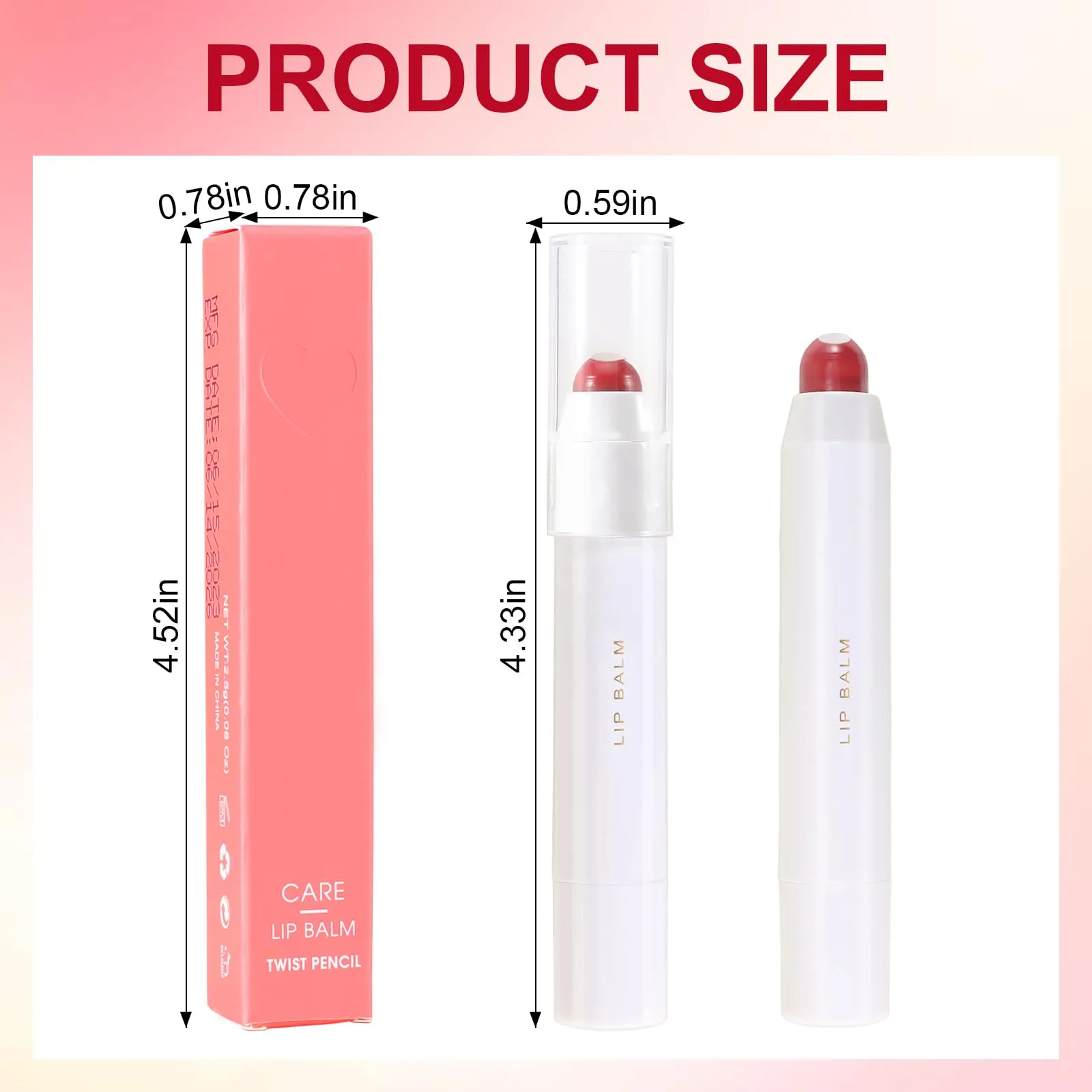 Erinde Tinted Lip Balm   Buildable Lip Color, Natural Gloss Finish, Hydrating Lightweight, Moisturize & Tint Lipstick with Vitamin E, Vegan Lip Balm Lip Care Makeup Gift, 02#