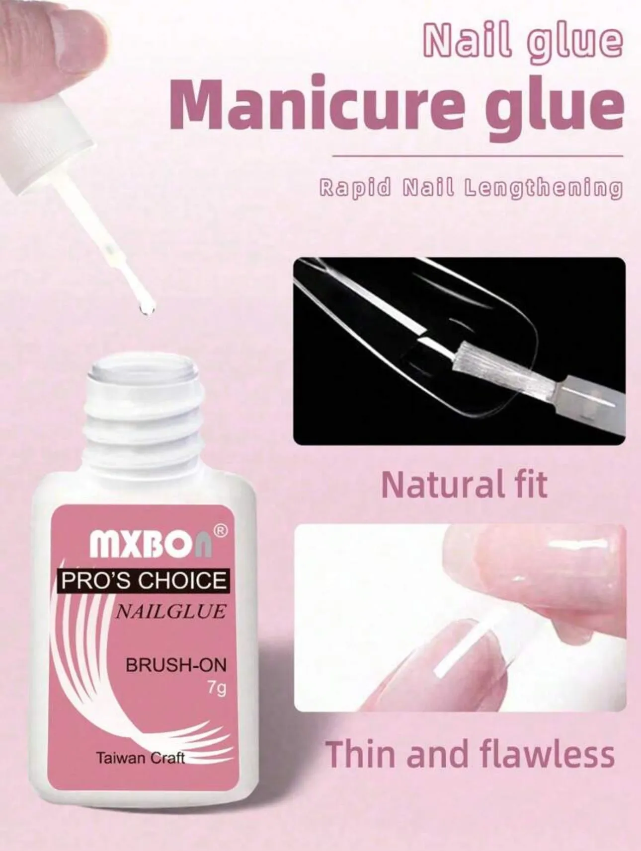 Extra Strong Brush-On Nail Glue For Acrylic Nails, Nail Tips & Press-On Nails