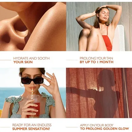Golden lotion to maximize tan after sun, 250 ml natural tanning accelerator, soothing body cooling, Lancaster