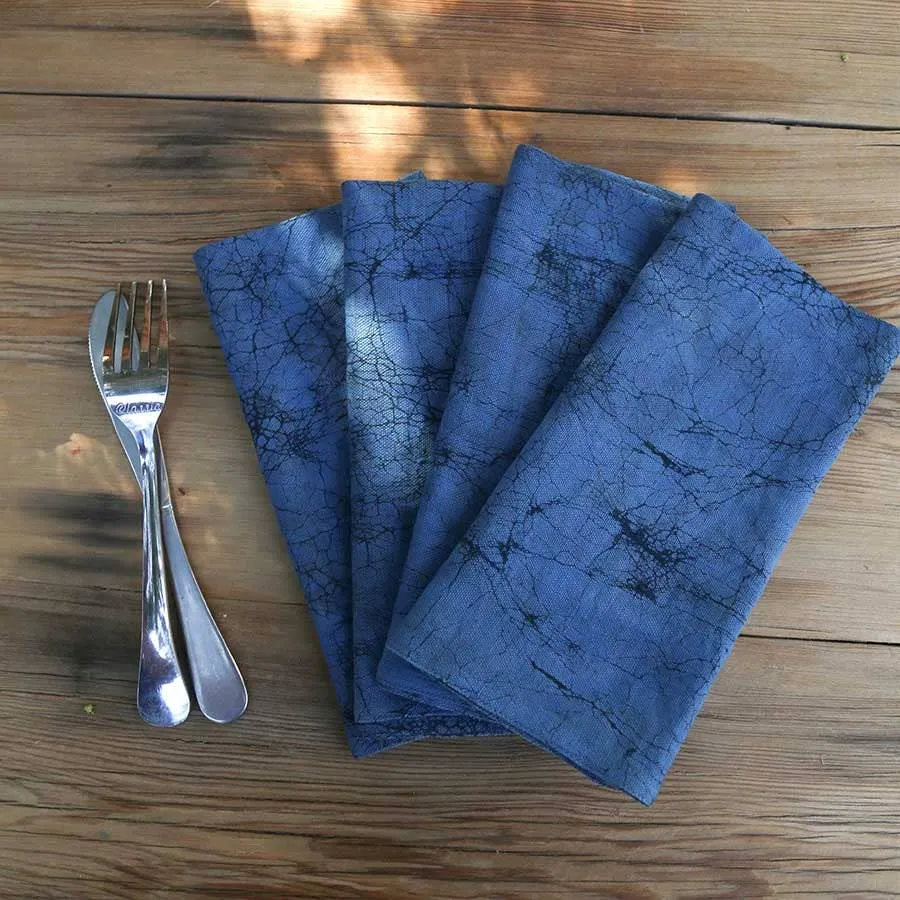 Hand Dyed Indigo Blue Napkins - Set of 4