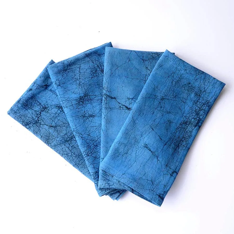 Hand Dyed Indigo Blue Napkins - Set of 4