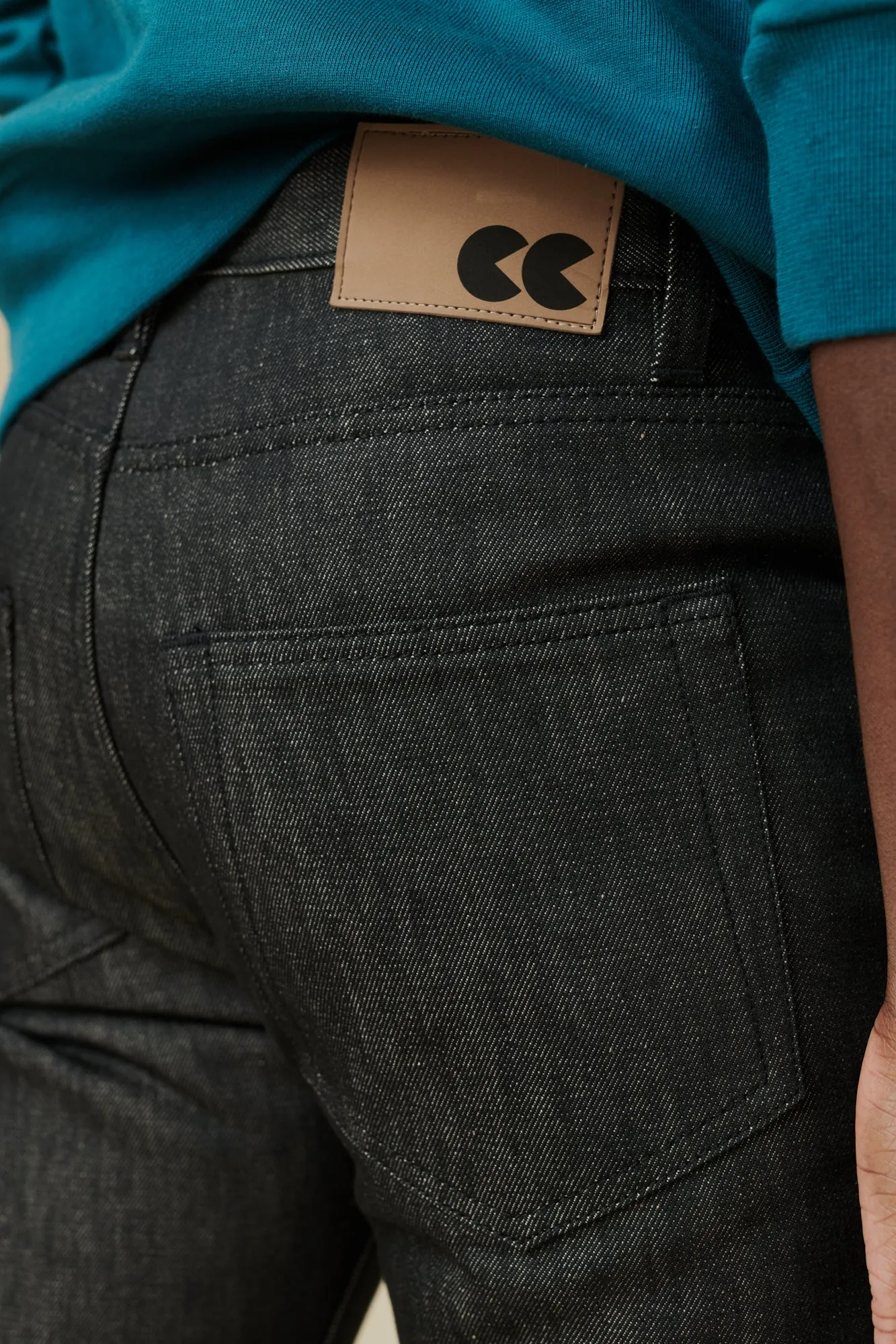 Men's Straight Cut Denim Five pocket Jeans - Black
