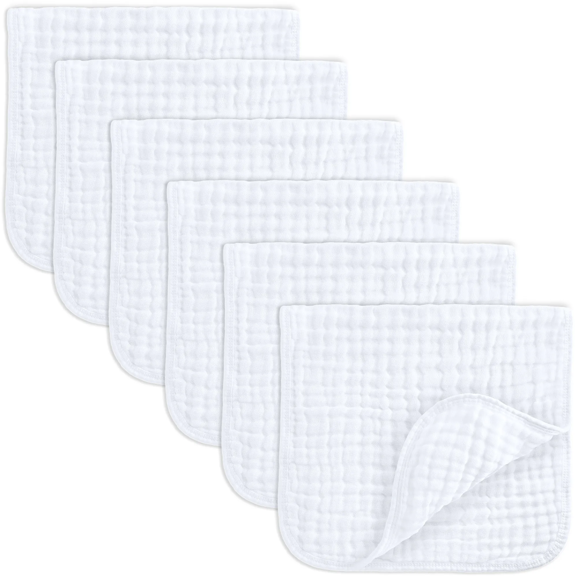 Muslin Burp Cloths by Comfy Cubs: White / 6-Pack 20X10