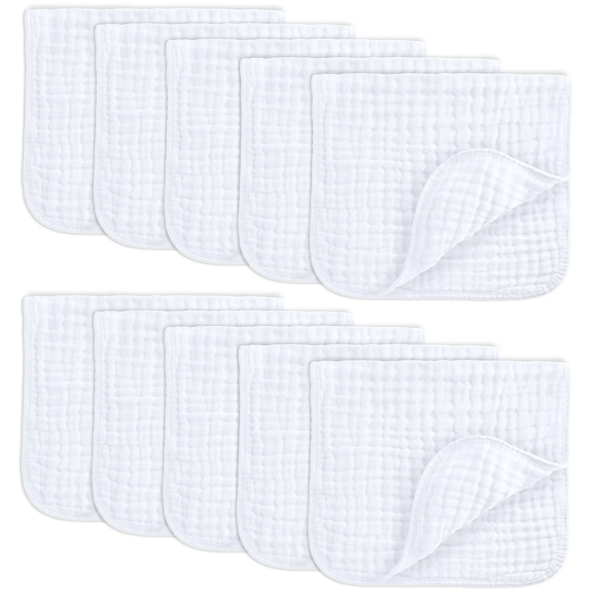Muslin Burp Cloths by Comfy Cubs: White / 6-Pack 20X10