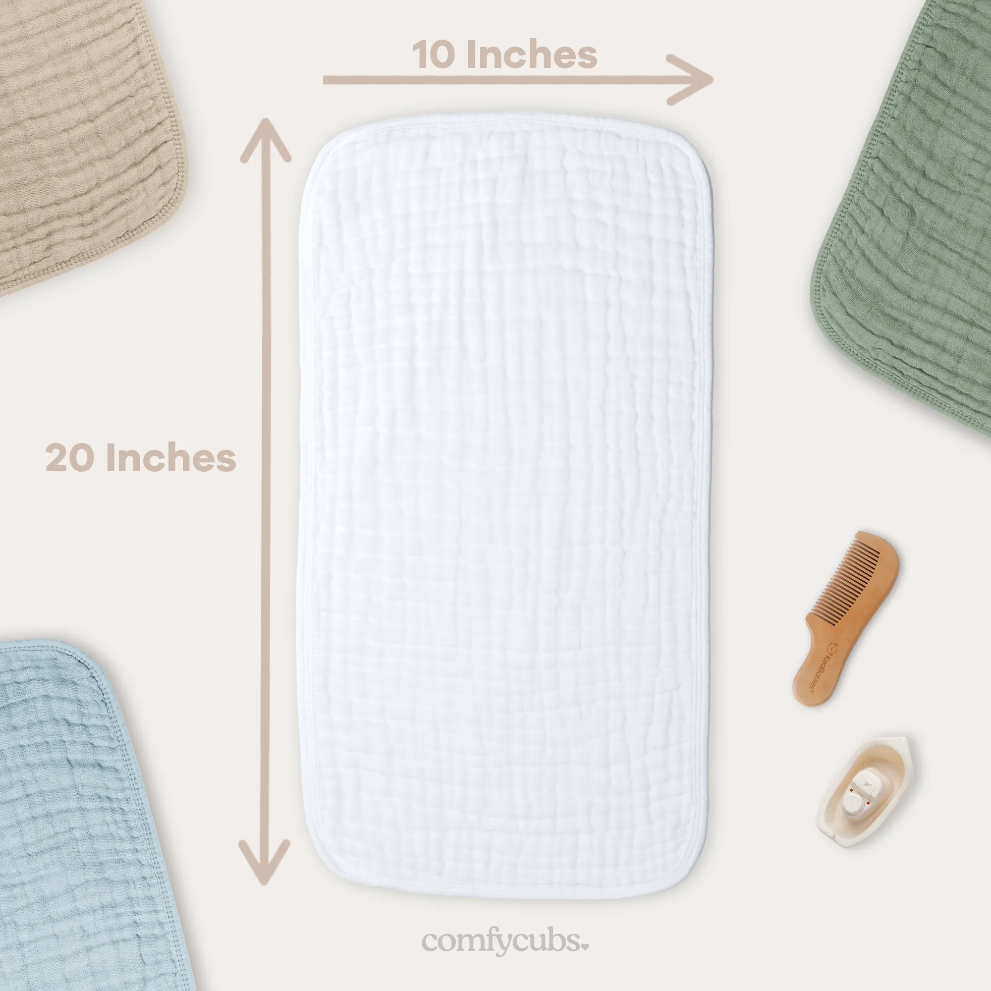Muslin Burp Cloths by Comfy Cubs: White / 6-Pack 20X10