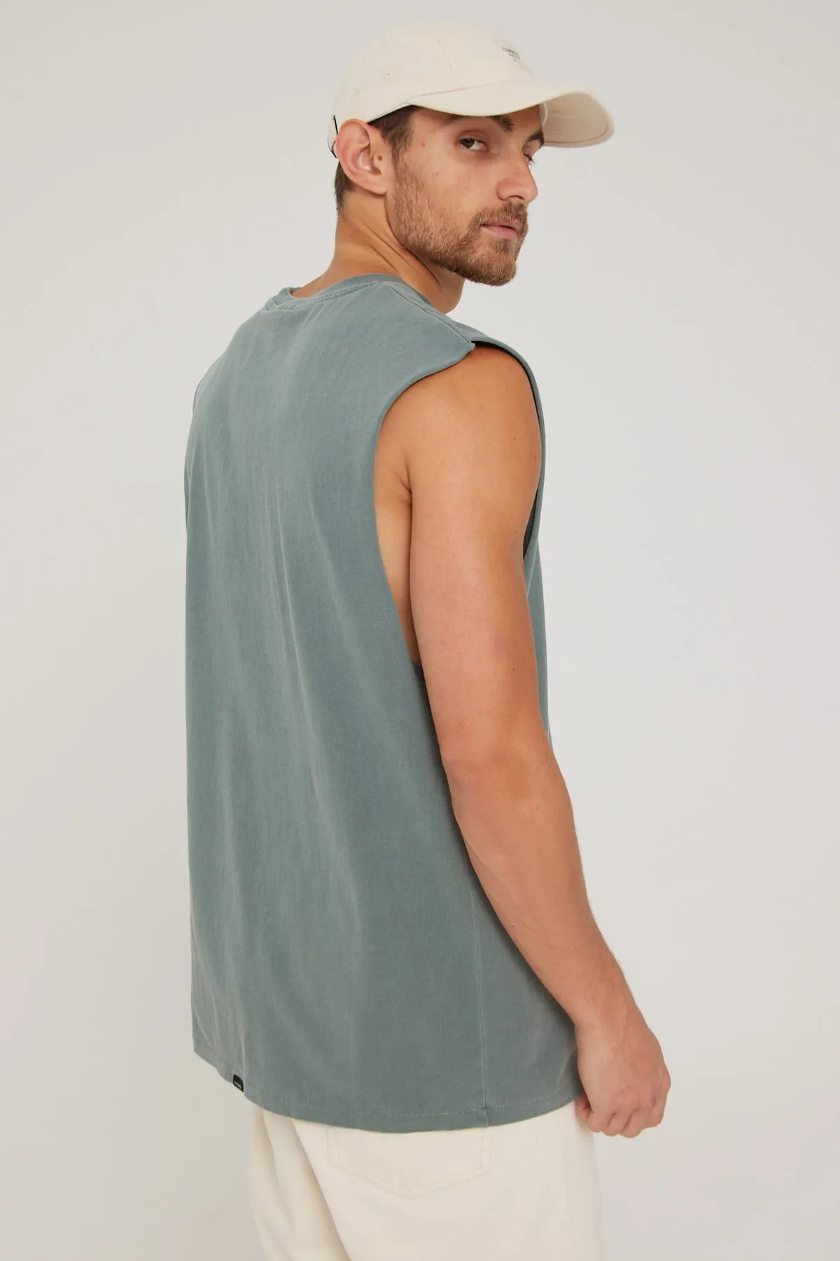 Thrills Better Future Puff Print Merch Fit Muscle Tee Scrubs Green