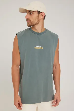 Thrills Better Future Puff Print Merch Fit Muscle Tee Scrubs Green