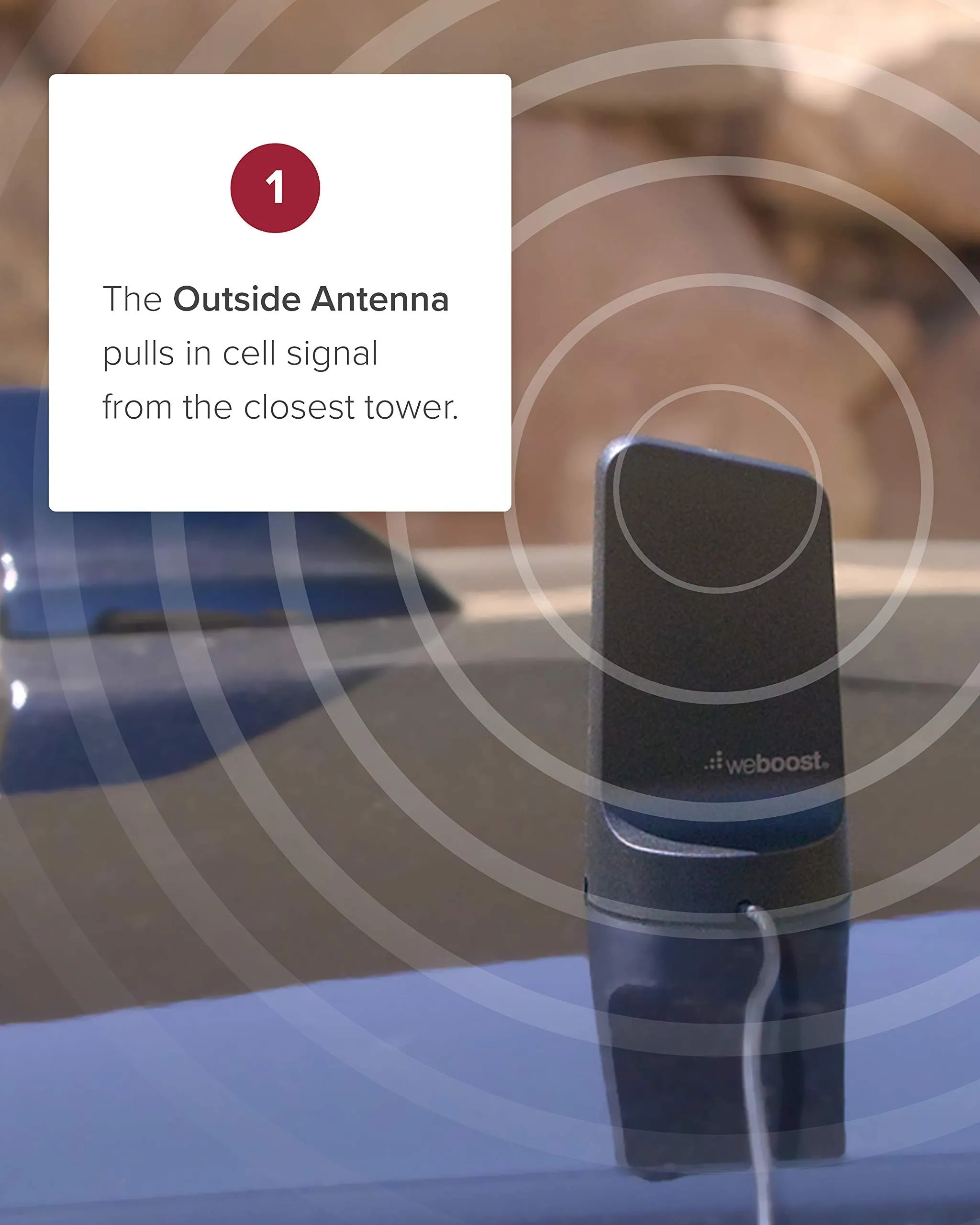 weBoost Drive Reach - Vehicle Cell Phone Signal Booster | 5G & 4G LTE | Magnetic Roof Antenna | Boosts All U.S. Carriers - Verizon, AT&T, T-Mobile | Made in the U.S. | FCC Approved (model 470154)